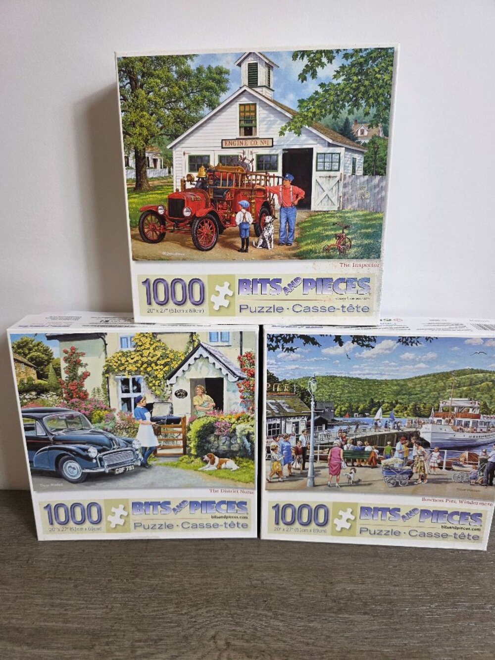 Lot of Three (3) 1000 Piece Bits and Pieces Jigsaw Puzzles